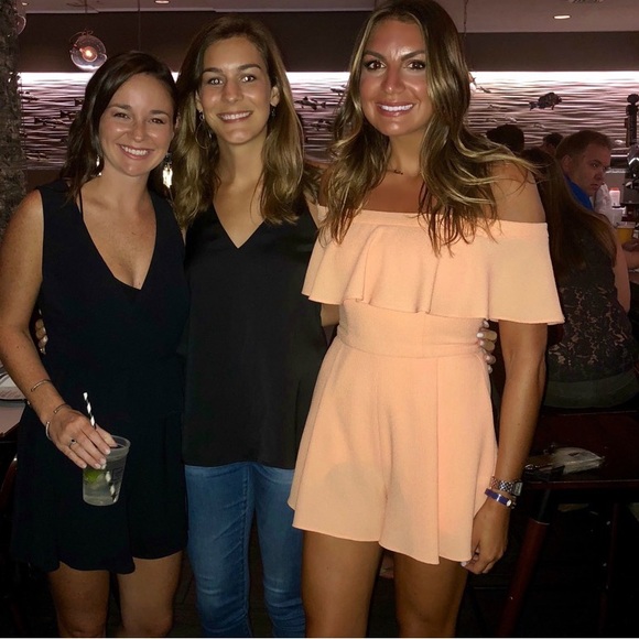 Black Halo orange off the shoulder romper - Picture 2 of 2